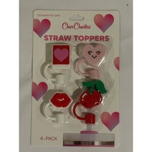 CharCharms STANLEY 2026 VALENTINES DAY Straw Cover Toppers lips cherry heart box